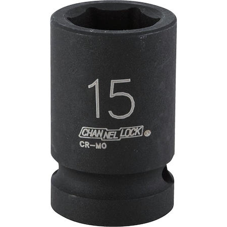 Channellock 1/2 In. Drive 15 mm 6-Point Shallow Metric Impact Socket 315036